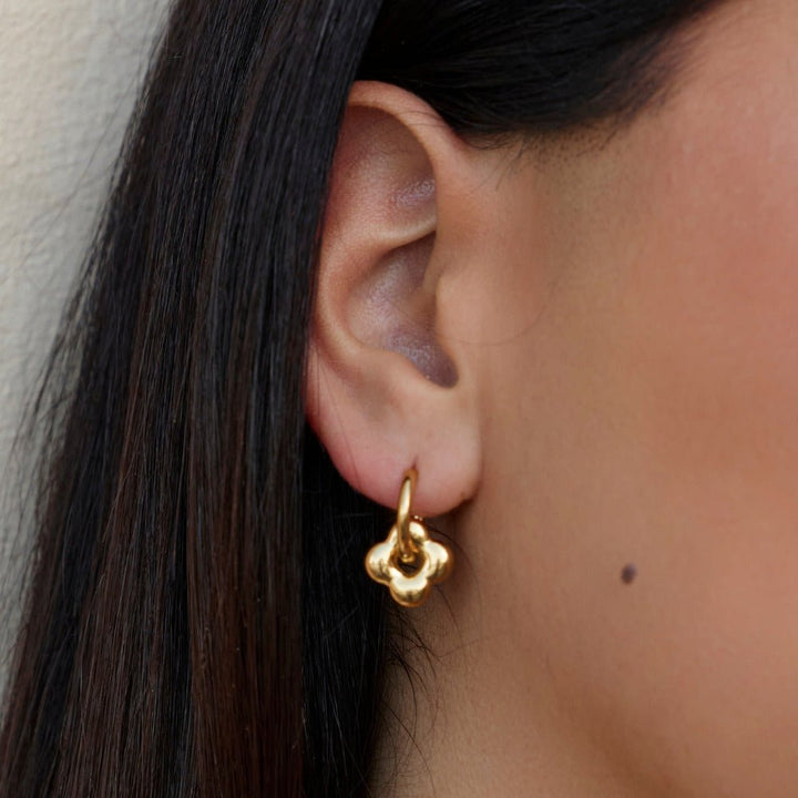Golden Flower Puff Earrings