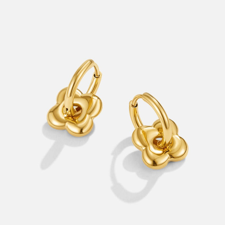Golden Flower Puff Earrings