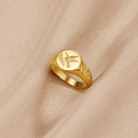Golden Hummingbird Signet Ring