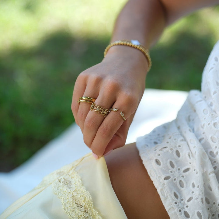 Golden Wildflower Infinity Ring