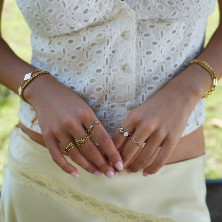 Golden Wildflower Infinity Ring