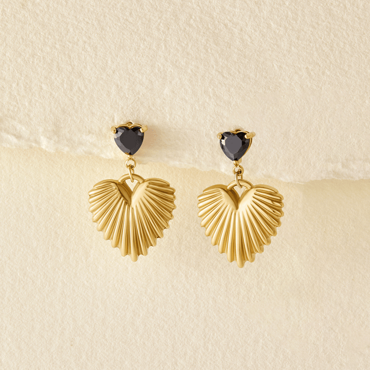 Hera Gold Heart Drop Earrings