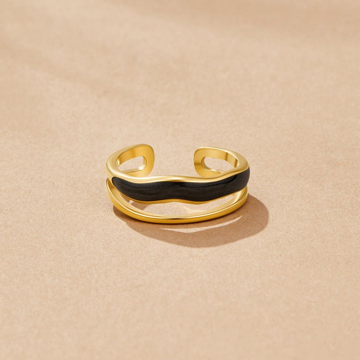 Layered Black Sahara Gold Ring