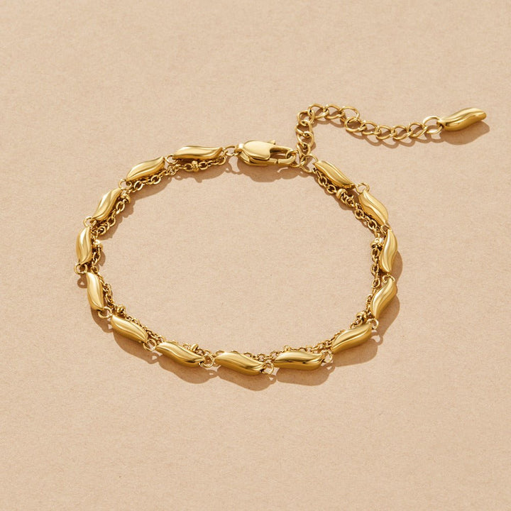 Layered Gold Wave Bracelet