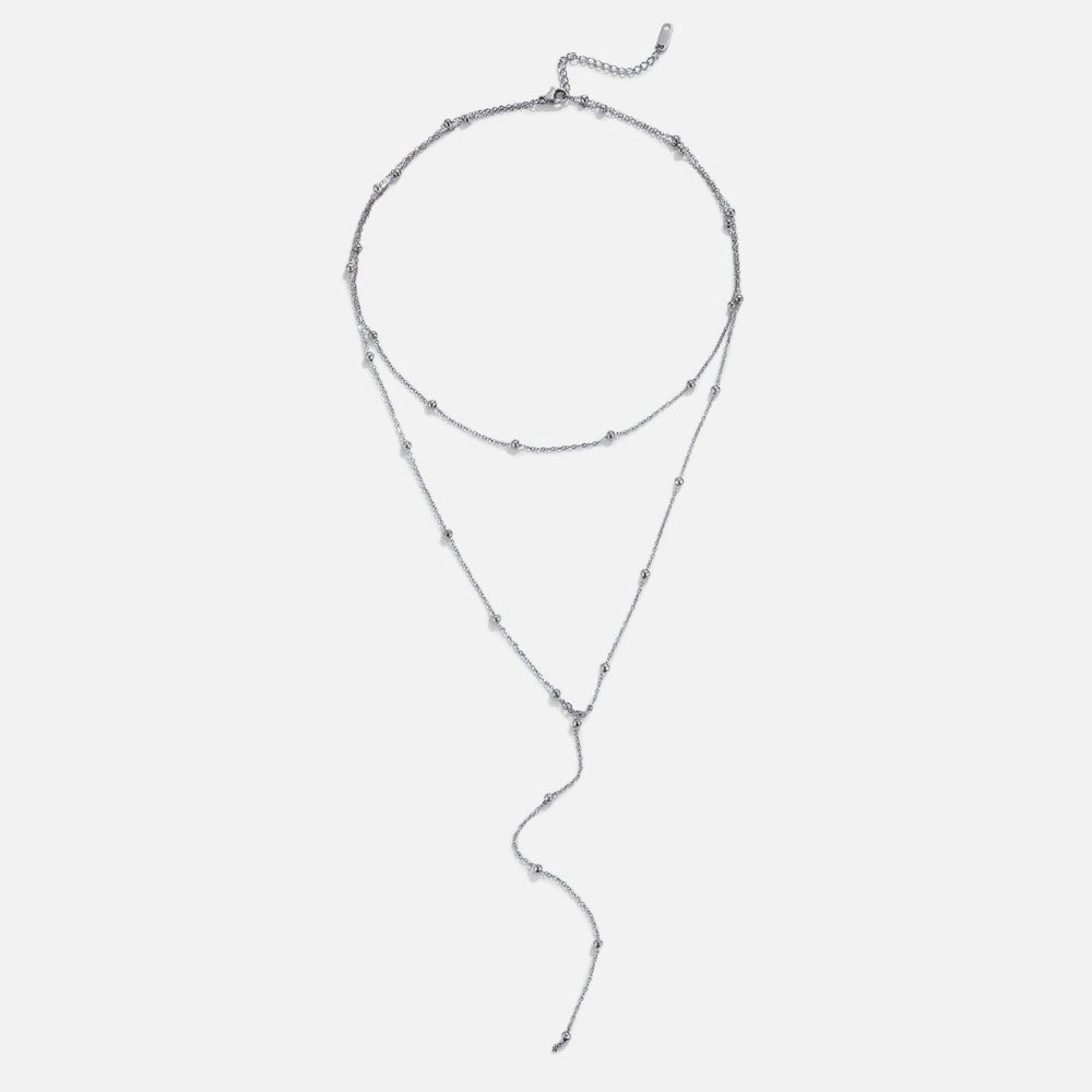 Layered Silver Amara Tassel Necklace