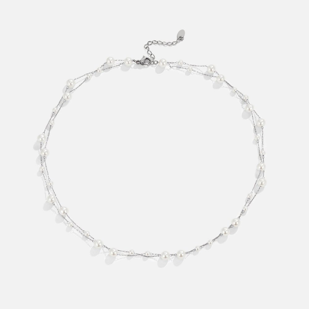 Layered Silver Tori Pearl Necklace