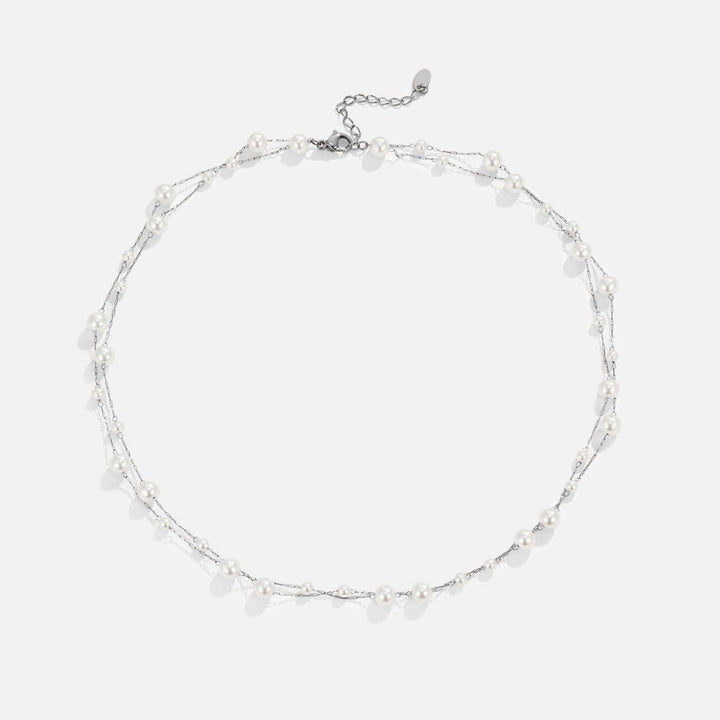 Layered Silver Tori Pearl Necklace