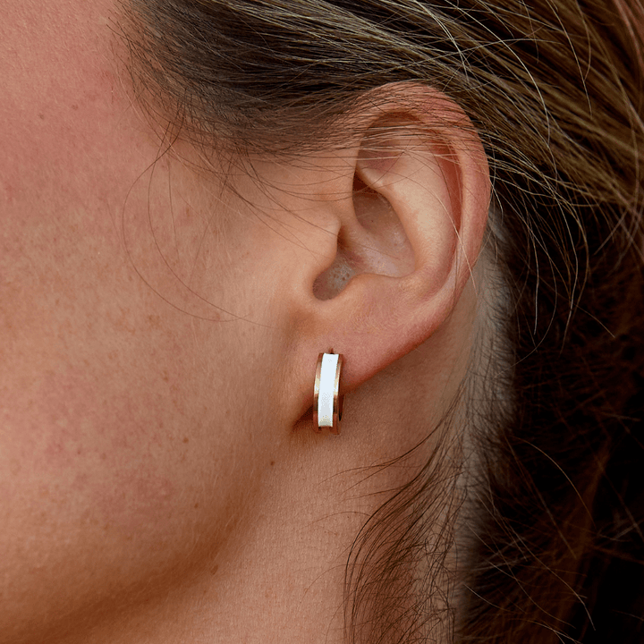 Leigh White Hoop Earrings