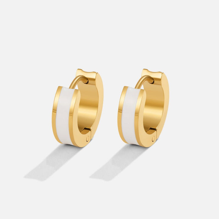 Leigh White Hoop Earrings