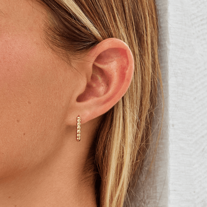 Leona Gold Bead Hoop Earrings
