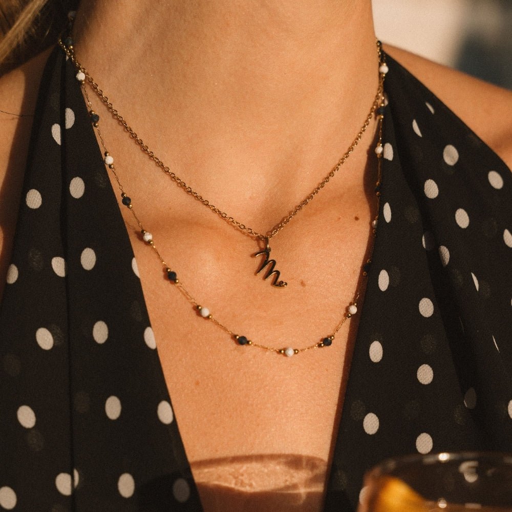 Lulu Midnight Beaded Stone Necklace