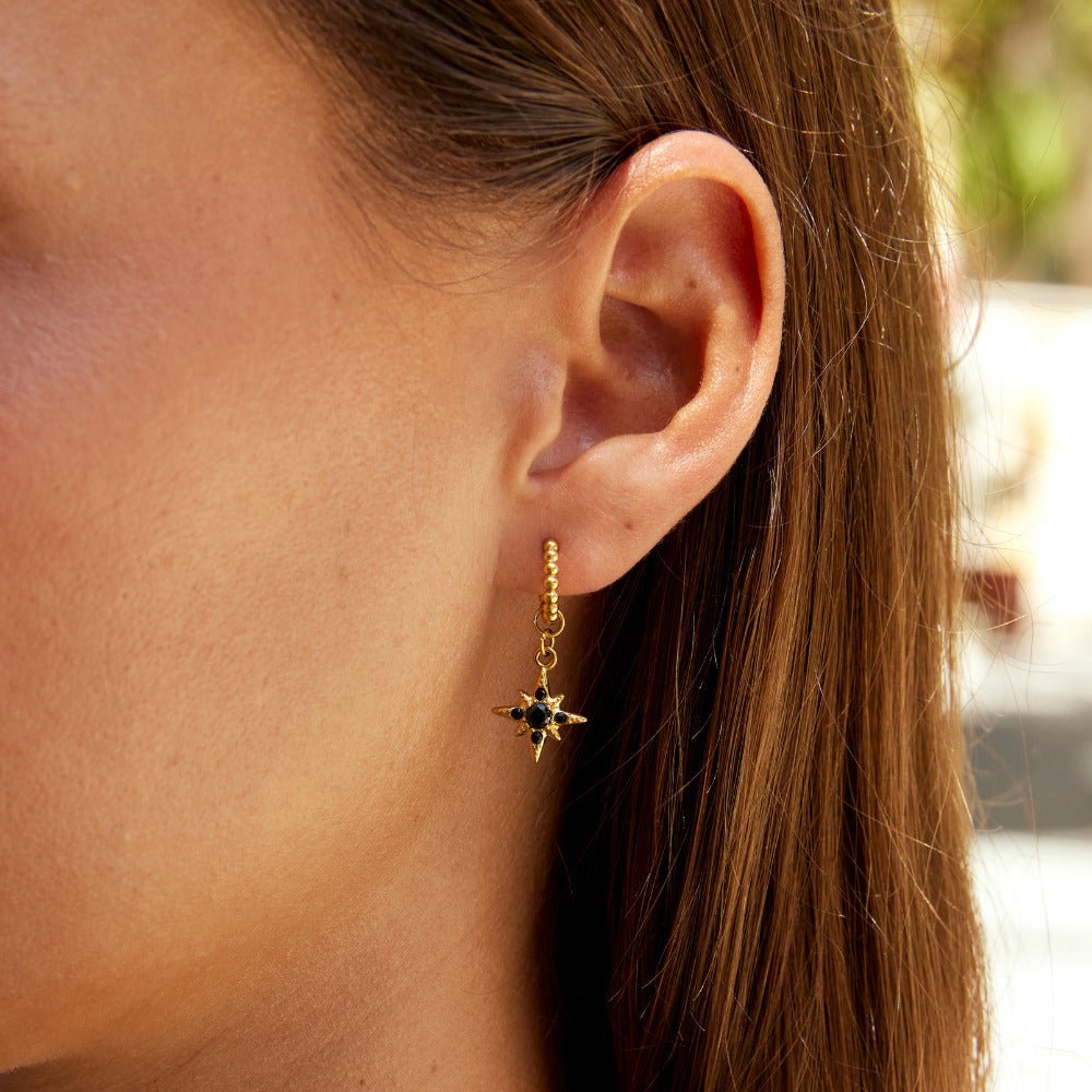 Midnight Luxe Drop Hoop Earrings
