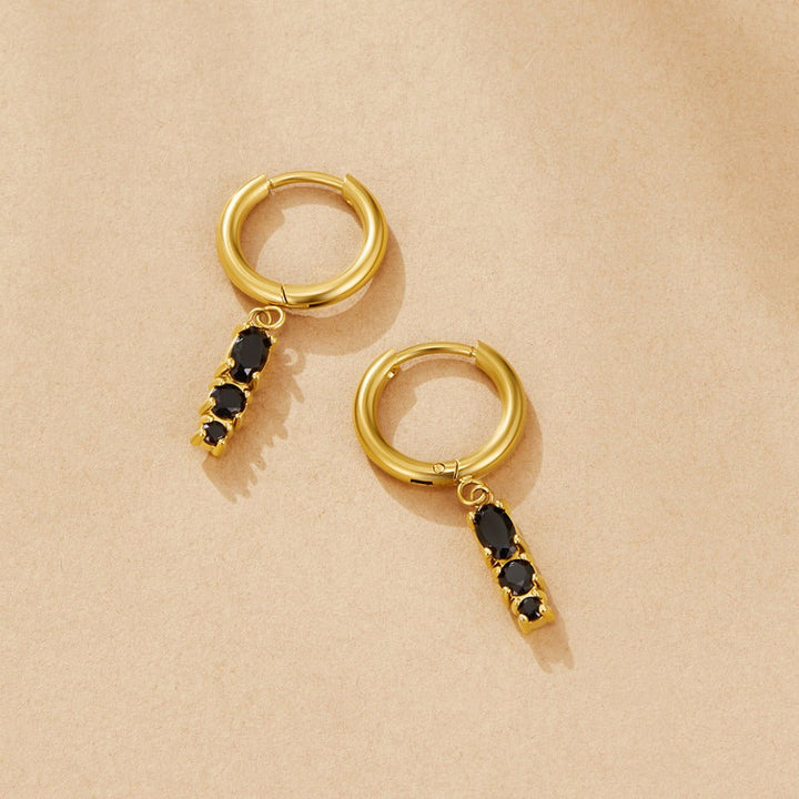 Obsidian Drop Hoop Earrings