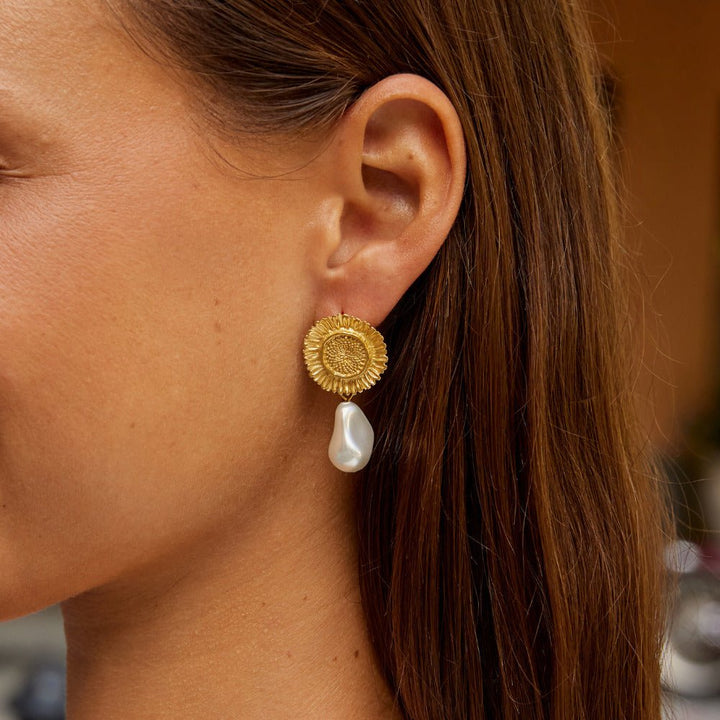 Pearl Blossom Drop Earrings