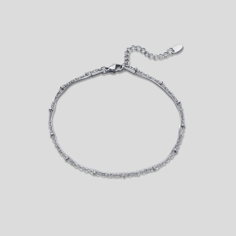 Pia Silver Layered Anklet