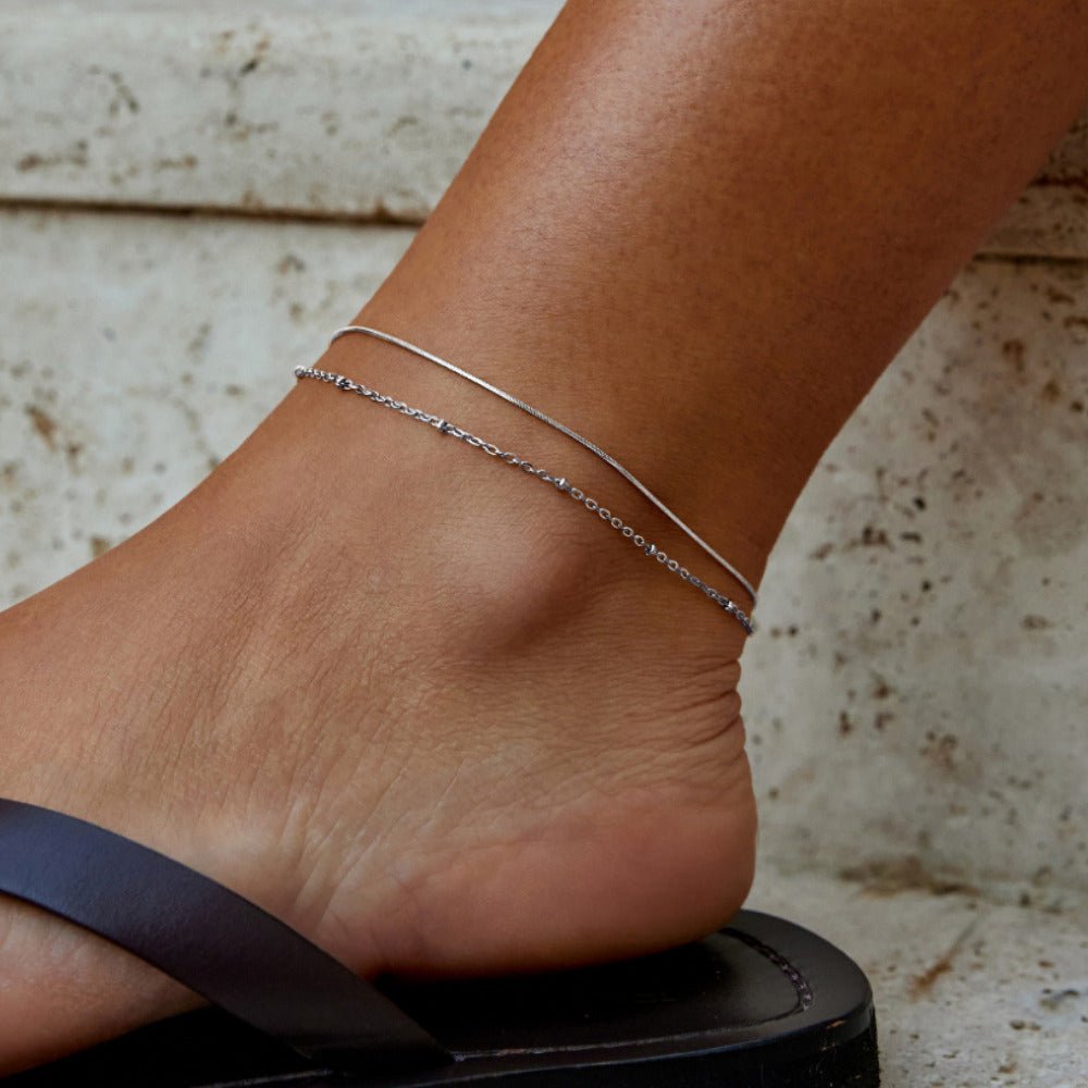 Pia Silver Layered Anklet