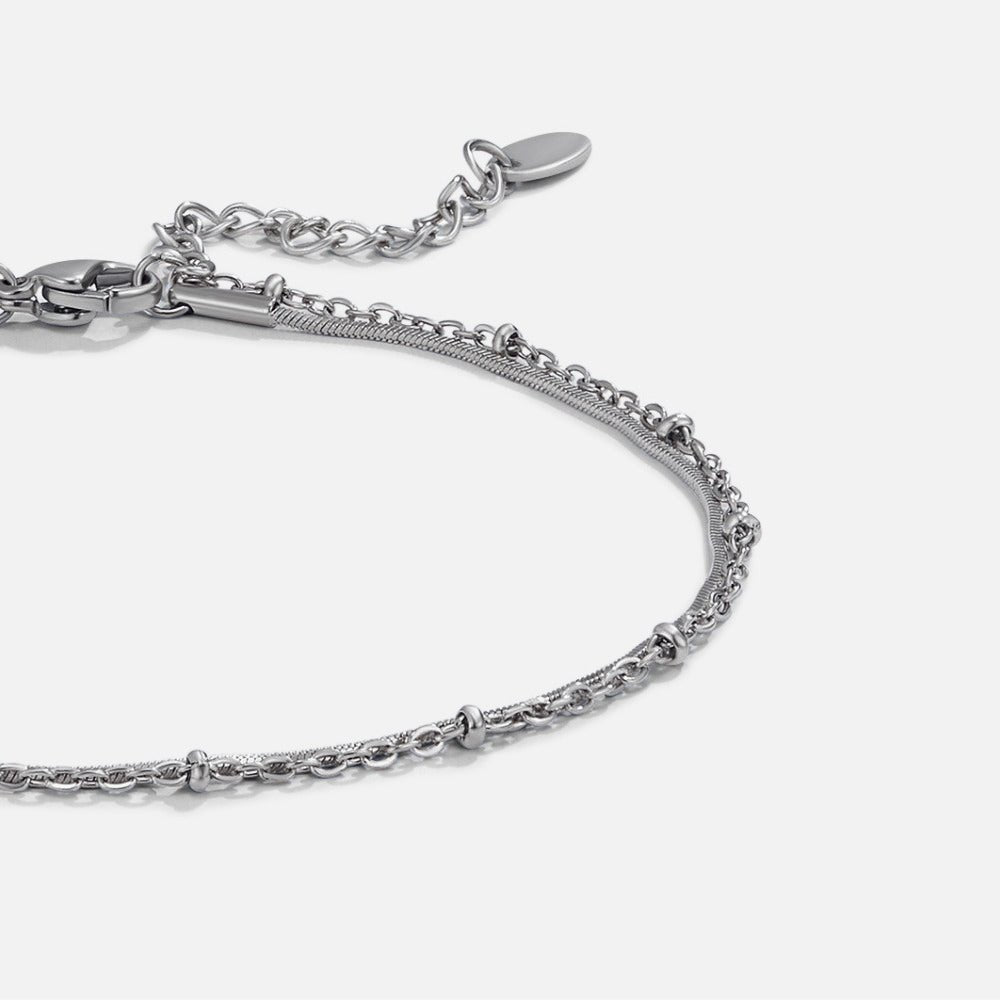 Pia Silver Layered Anklet