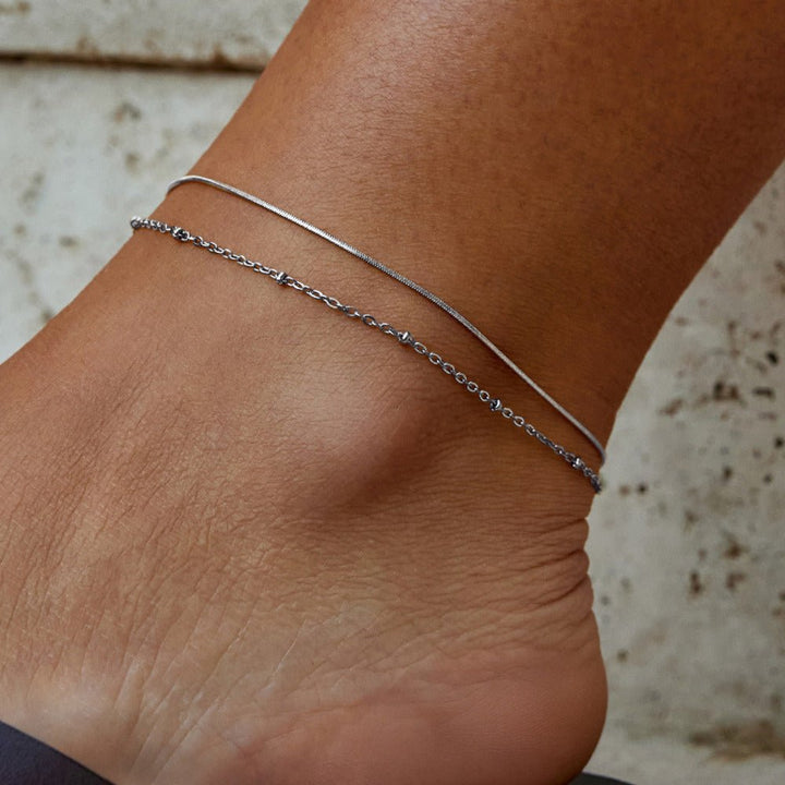 Pia Silver Layered Anklet