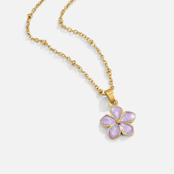 Purple Sakura Bloom Gold Necklace