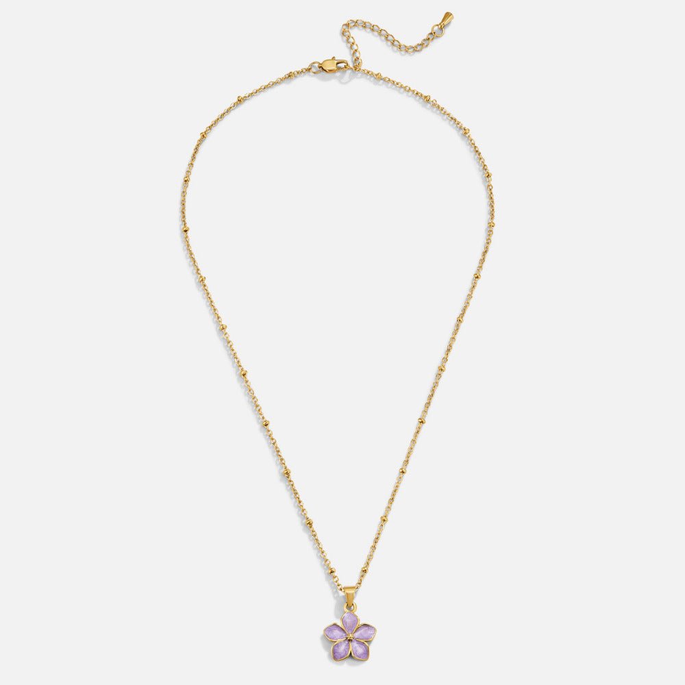 Purple Sakura Bloom Gold Necklace