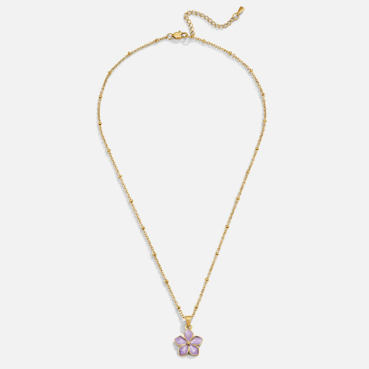 Purple Sakura Bloom Gold Necklace