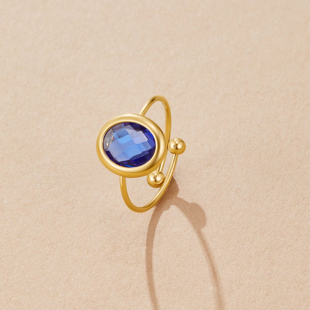 Sapphire Blue Crystal Gold Ring