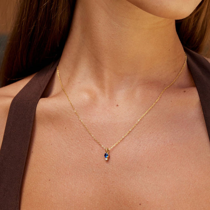 Sapphire Drop Pendant Necklace