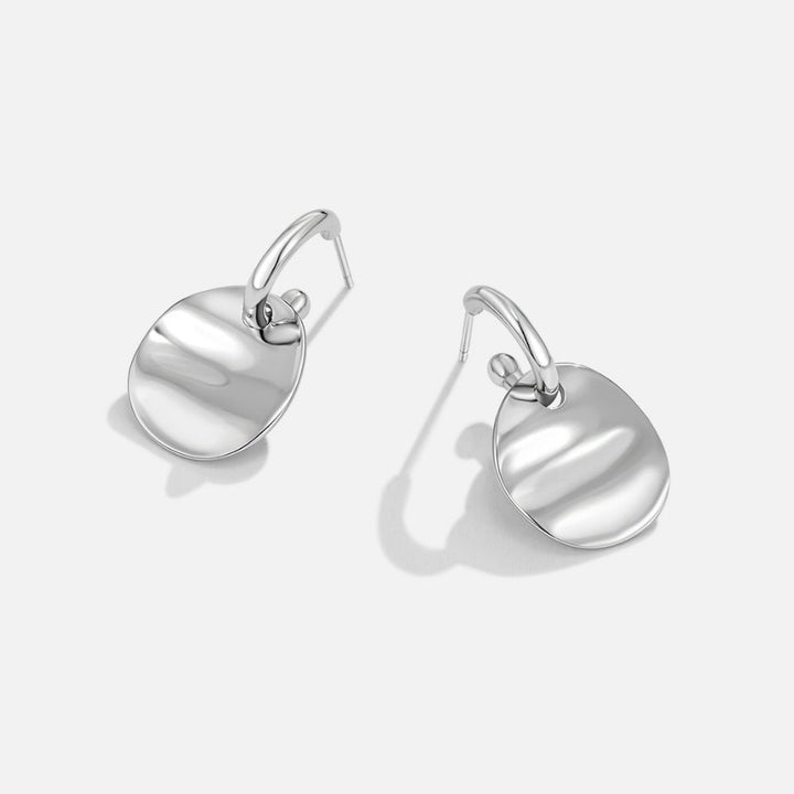 Silver Disc Drop Earrings