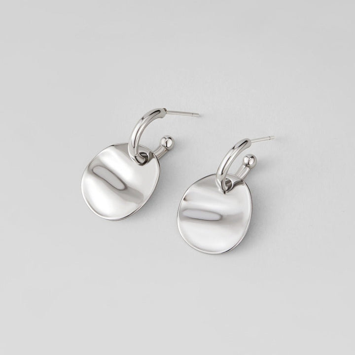 Silver Disc Drop Earrings