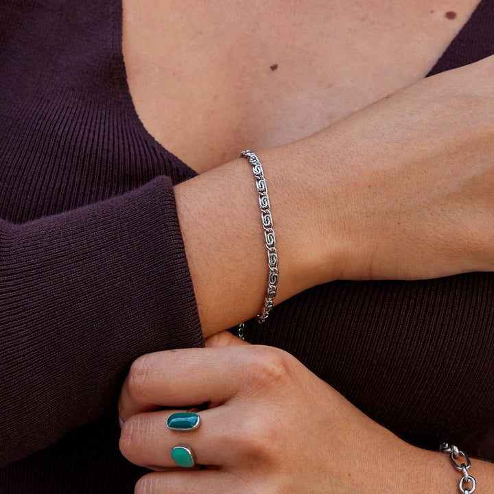 Silver Swirl Link Chain Bracelet