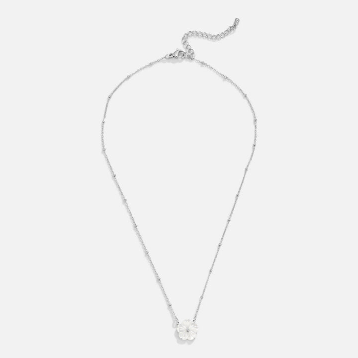 Silver White Blossom Flower Necklace