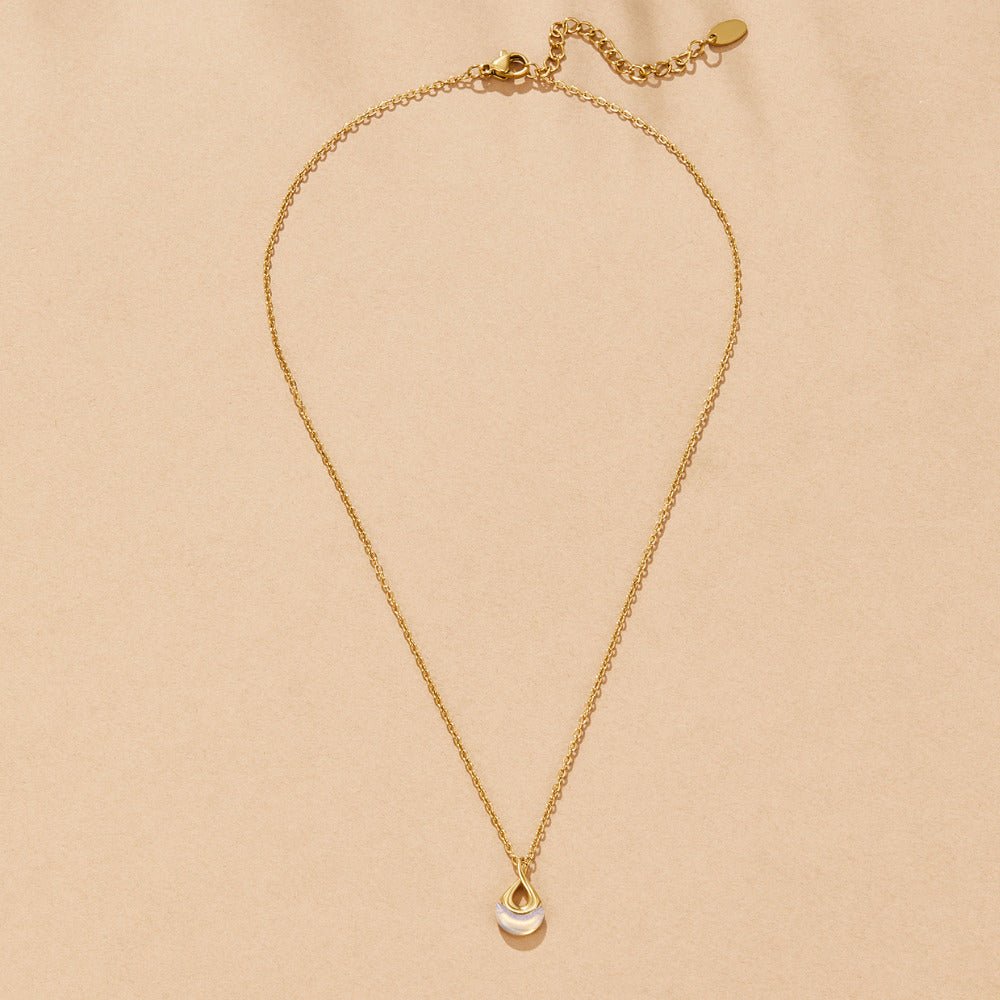 Tiffany White Stone Pendant Necklace