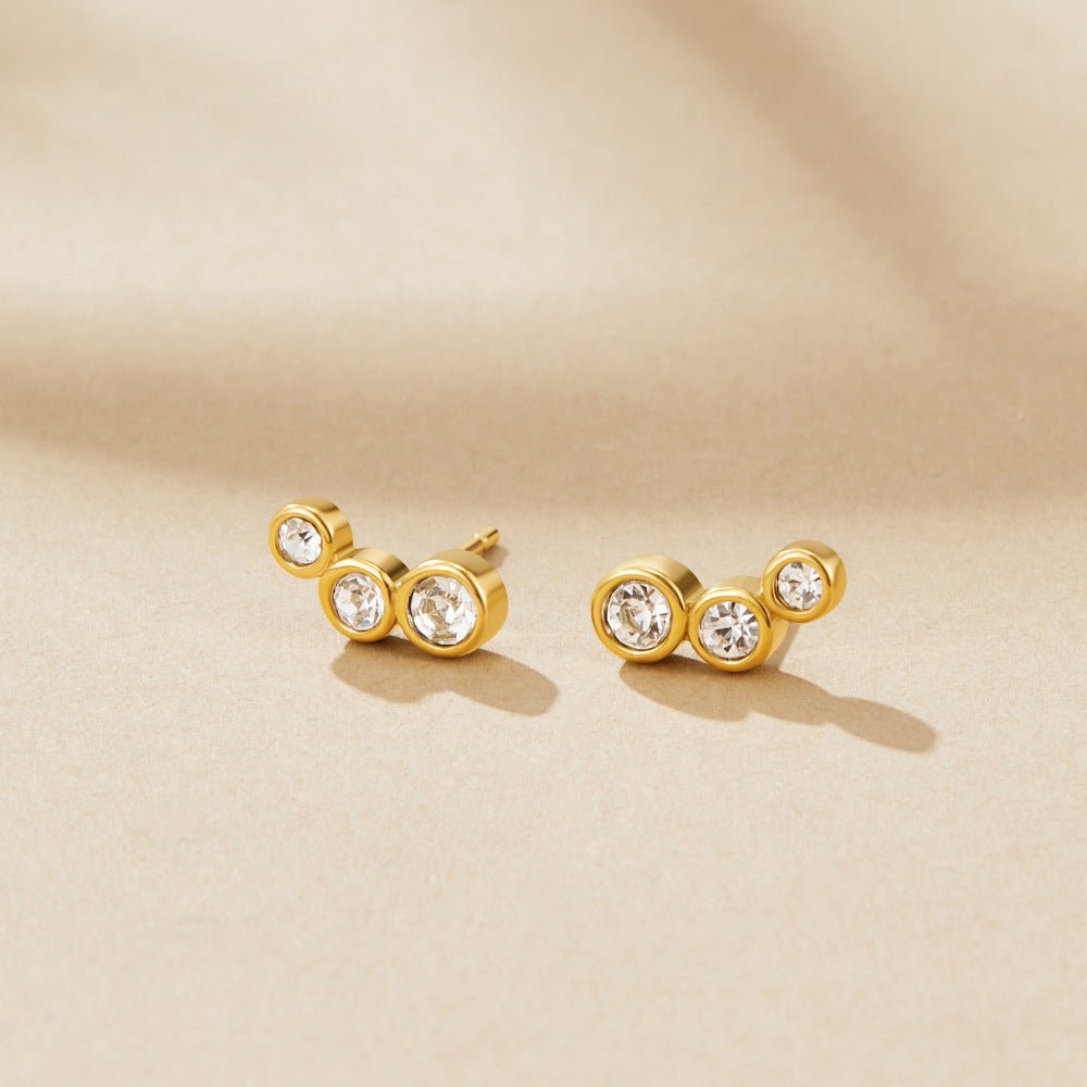 Trio Crystal Stud Earrings