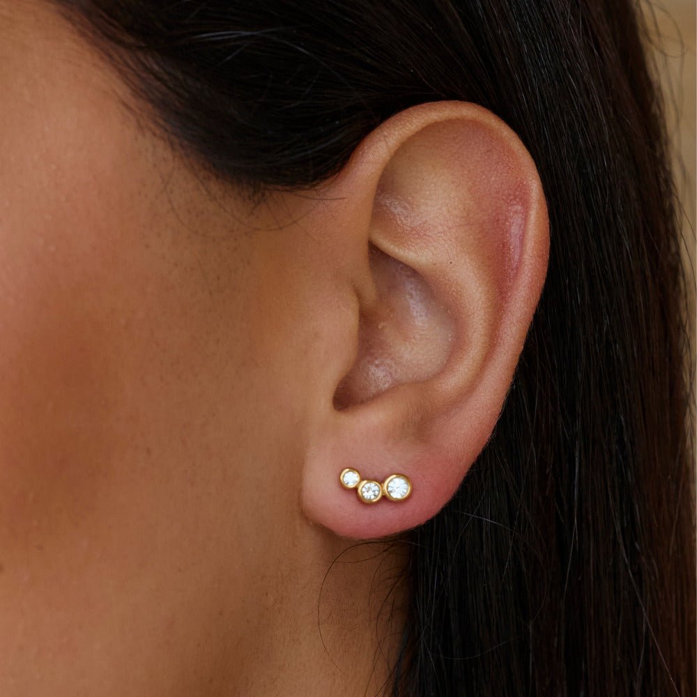 Trio Crystal Stud Earrings