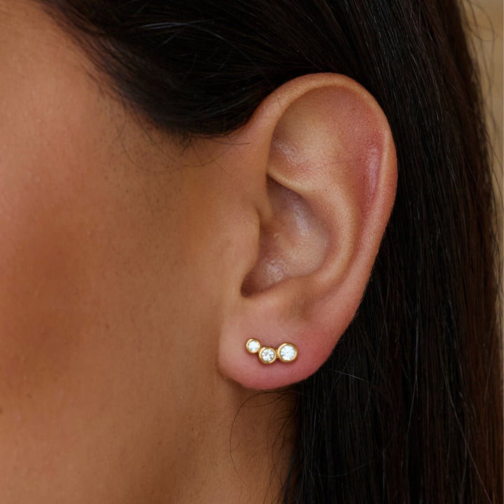 Trio Crystal Stud Earrings