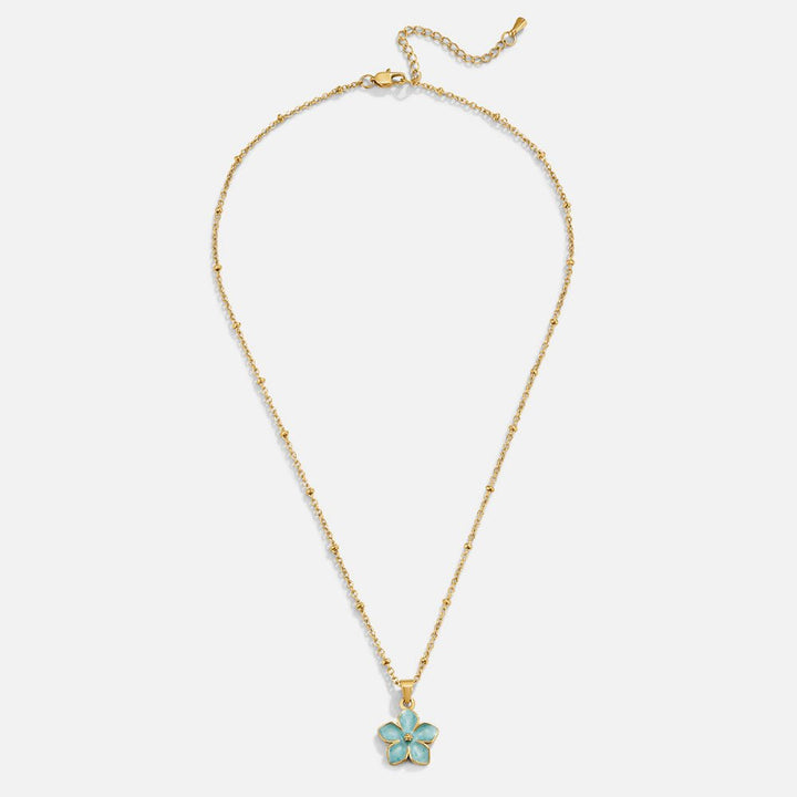 Turquoise Sakura Bloom Gold Necklace