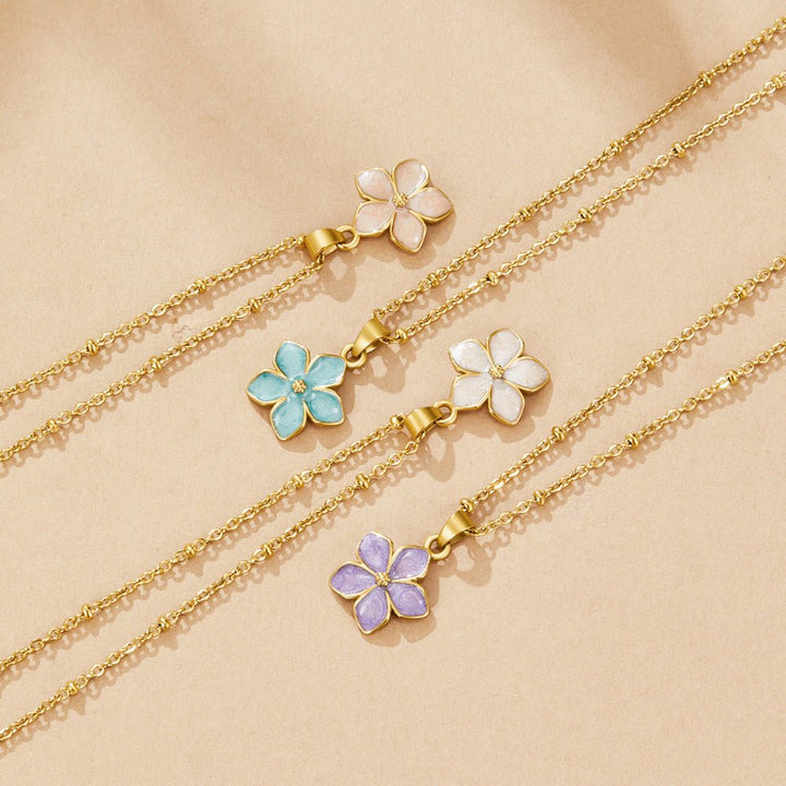 Turquoise Sakura Bloom Gold Necklace