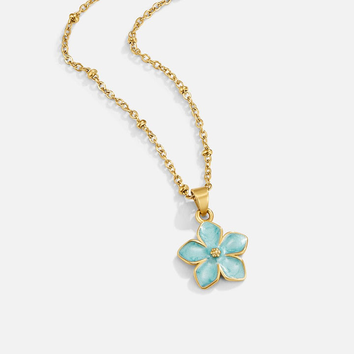 Turquoise Sakura Bloom Gold Necklace