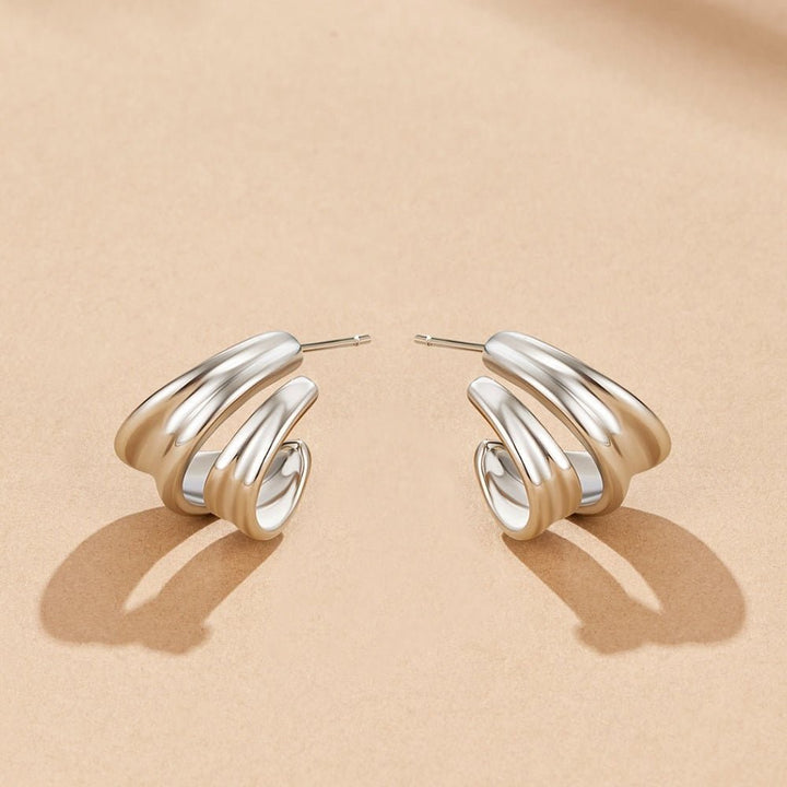 Twisted Ivana Silver Hoop Earrings