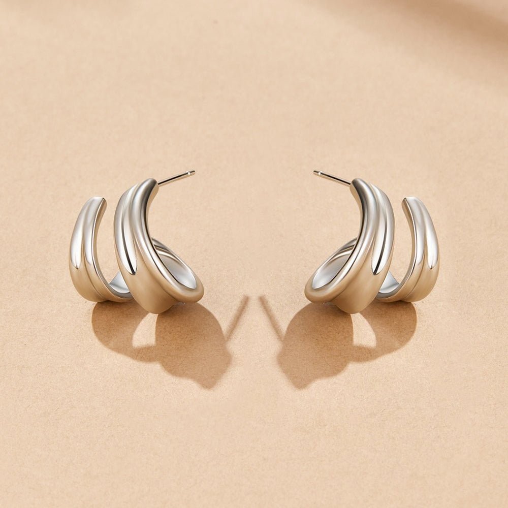 Twisted Ivana Silver Hoop Earrings