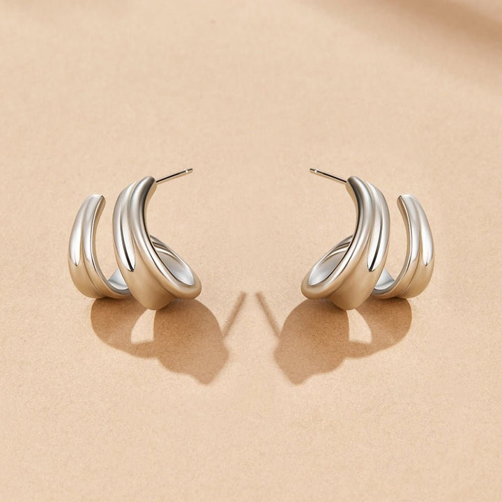 Twisted Ivana Silver Hoop Earrings