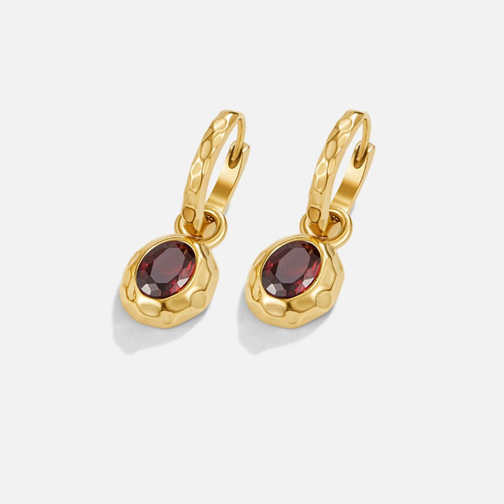 Vintage Garnet Hoop Earrings