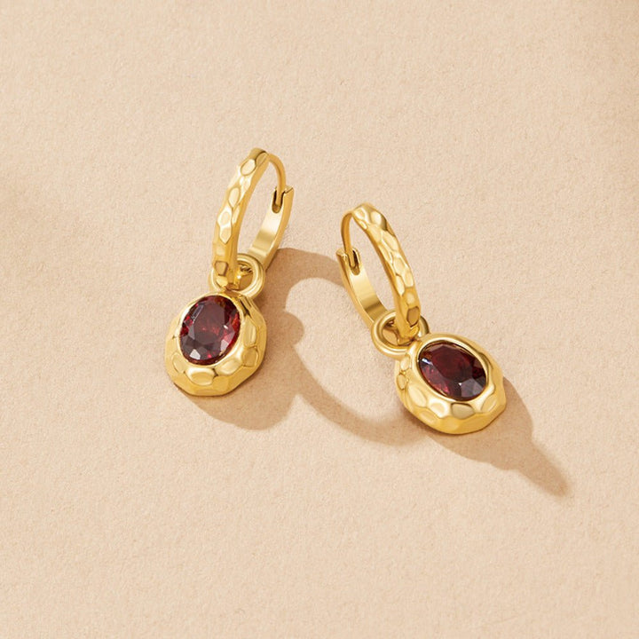 Vintage Garnet Hoop Earrings