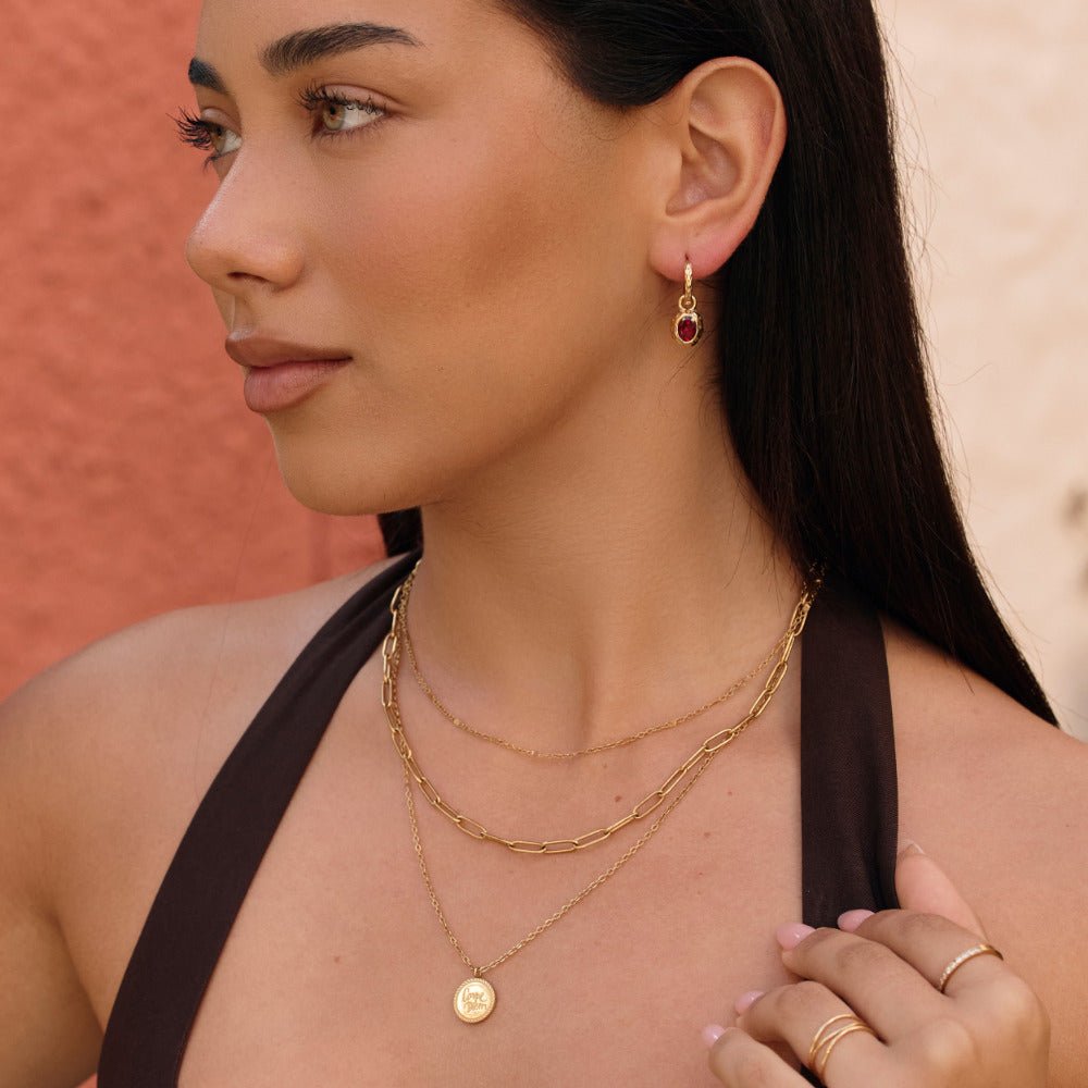 Vintage Garnet Hoop Earrings