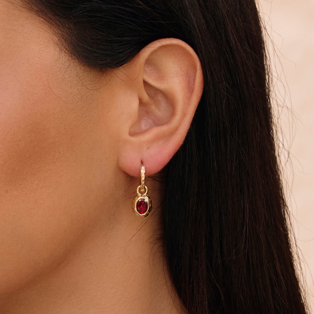 Vintage Garnet Hoop Earrings