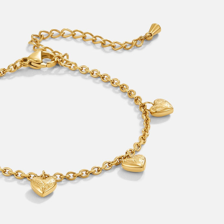 Vintage Gold Heart Charm Bracelet