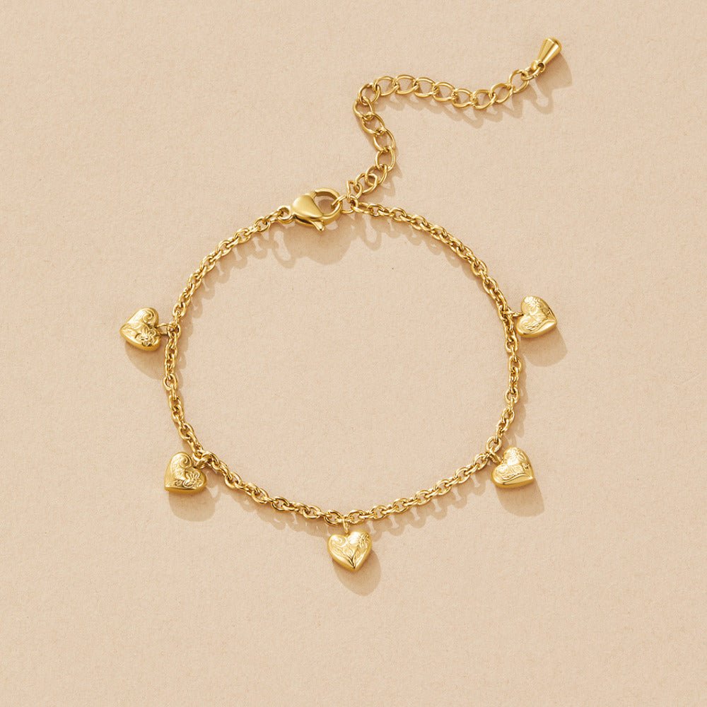 Vintage Gold Heart Charm Bracelet