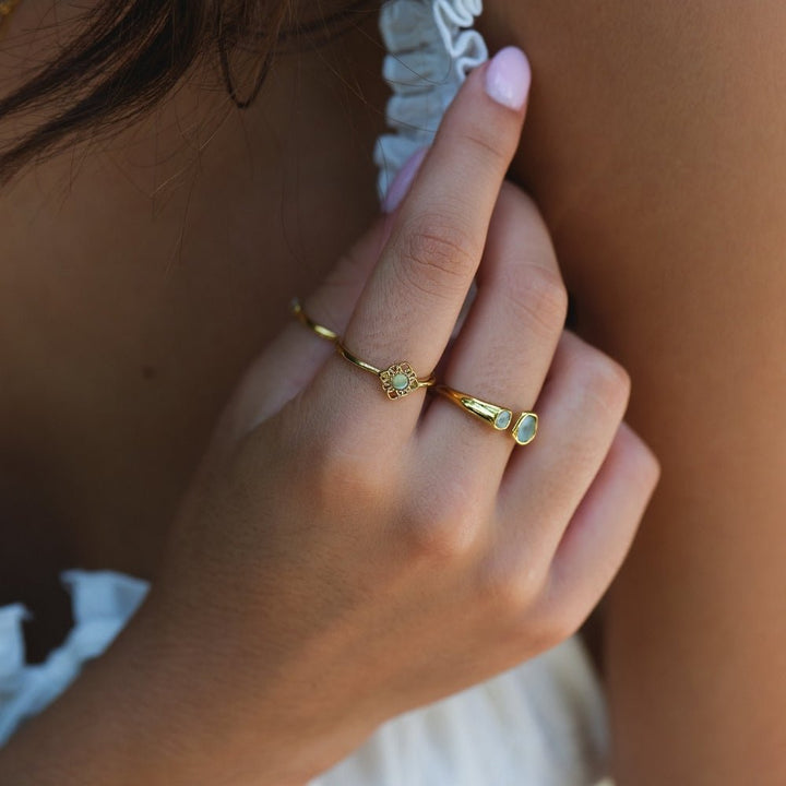 Vintage Lotus Flower Opal Ring