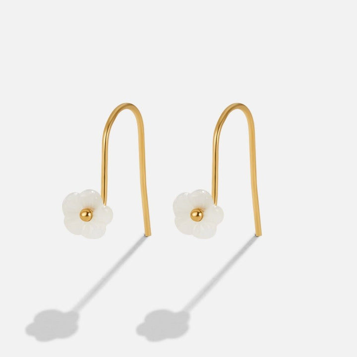White Petal Shell Drop Earrings