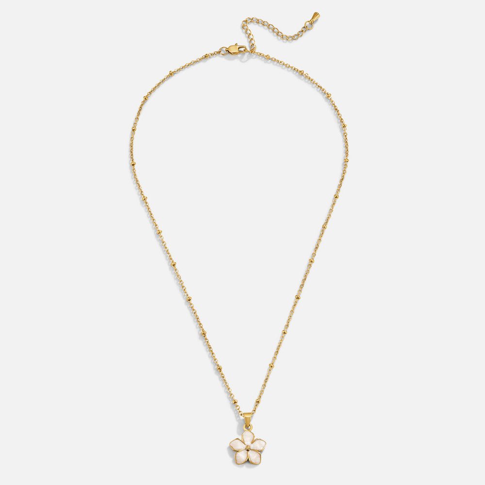 White Sakura Bloom Gold Necklace